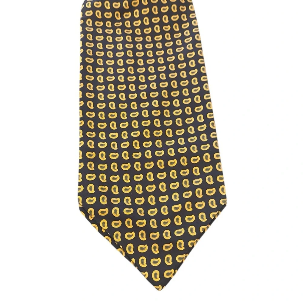 Luciano Barbera for Louis, Boston 100% Italian Silk Ascot Blue and Gold